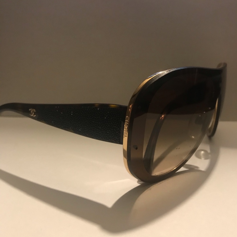 Chanel CC Exotic Black Aviator 4178-B Rhinestones